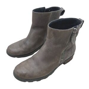 Sorel Emelie Zip Booties Quarry Gray Women's Size 5.5 Boho Western Grunge Rustic